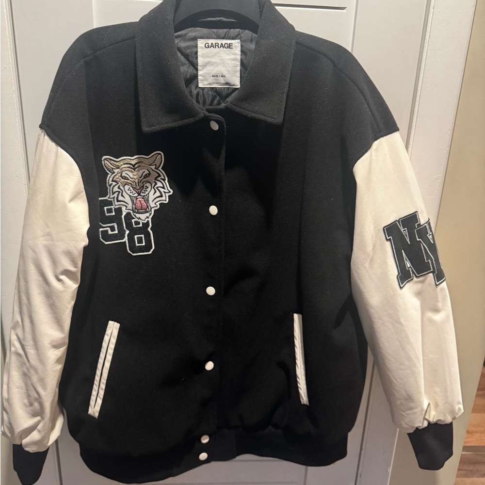 Garage Varsity Jacket with Black and White Design